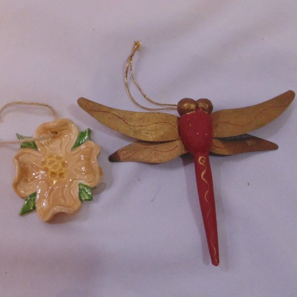 unbranded Other - Christmas ornament magnolia flower ceramic and dragonfly